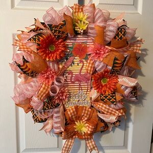 Festive Orange and Pink Summer Wreath